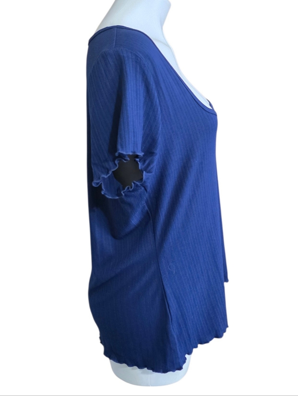 Torrid Square Neck Lettuce Trim Top Medieval Blue Size 2X - Picture 6 of 15